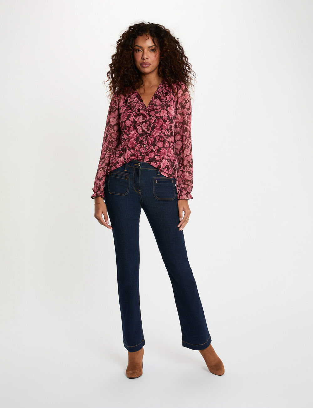 T-shirt voile col v bordeaux femme