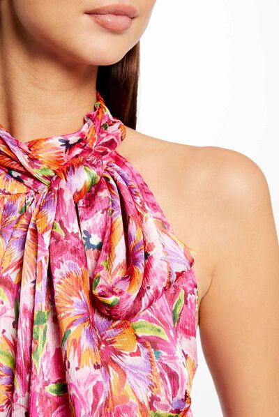 Blouse col lavallière imprimé floral multico femme