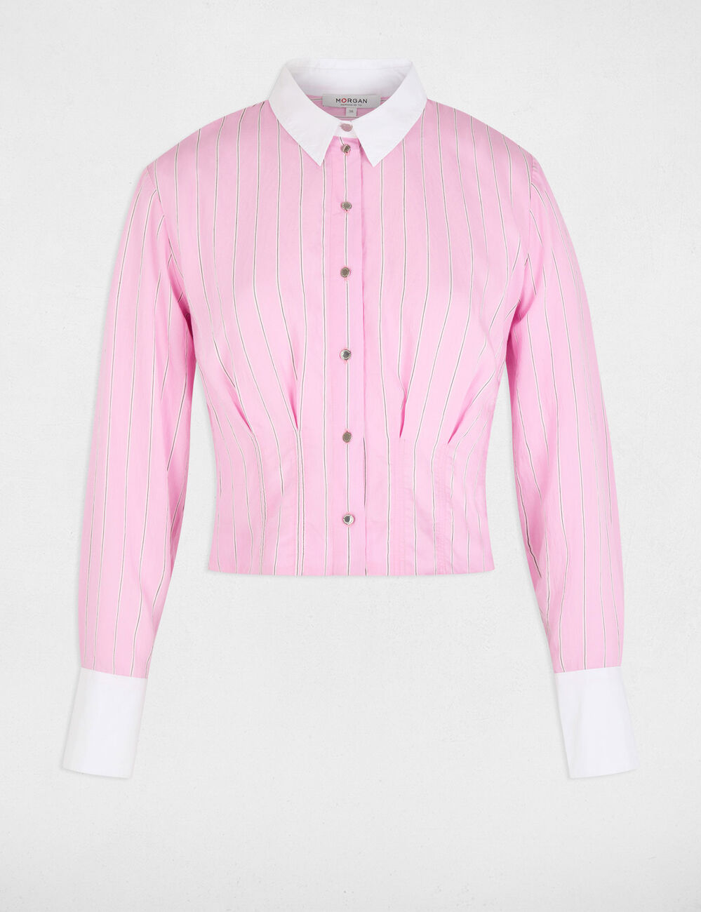 Chemise ajust&eacute;e col v rose femme