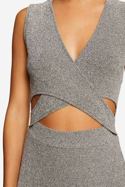 Robe ajustée avec ouvertures argente femme