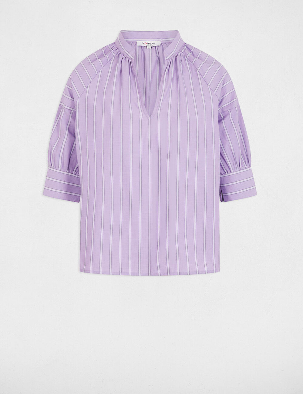 Blouse ray&eacute;e col v multicolore femme