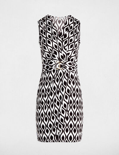 Robe courte ajustée imprimée multicolore femme