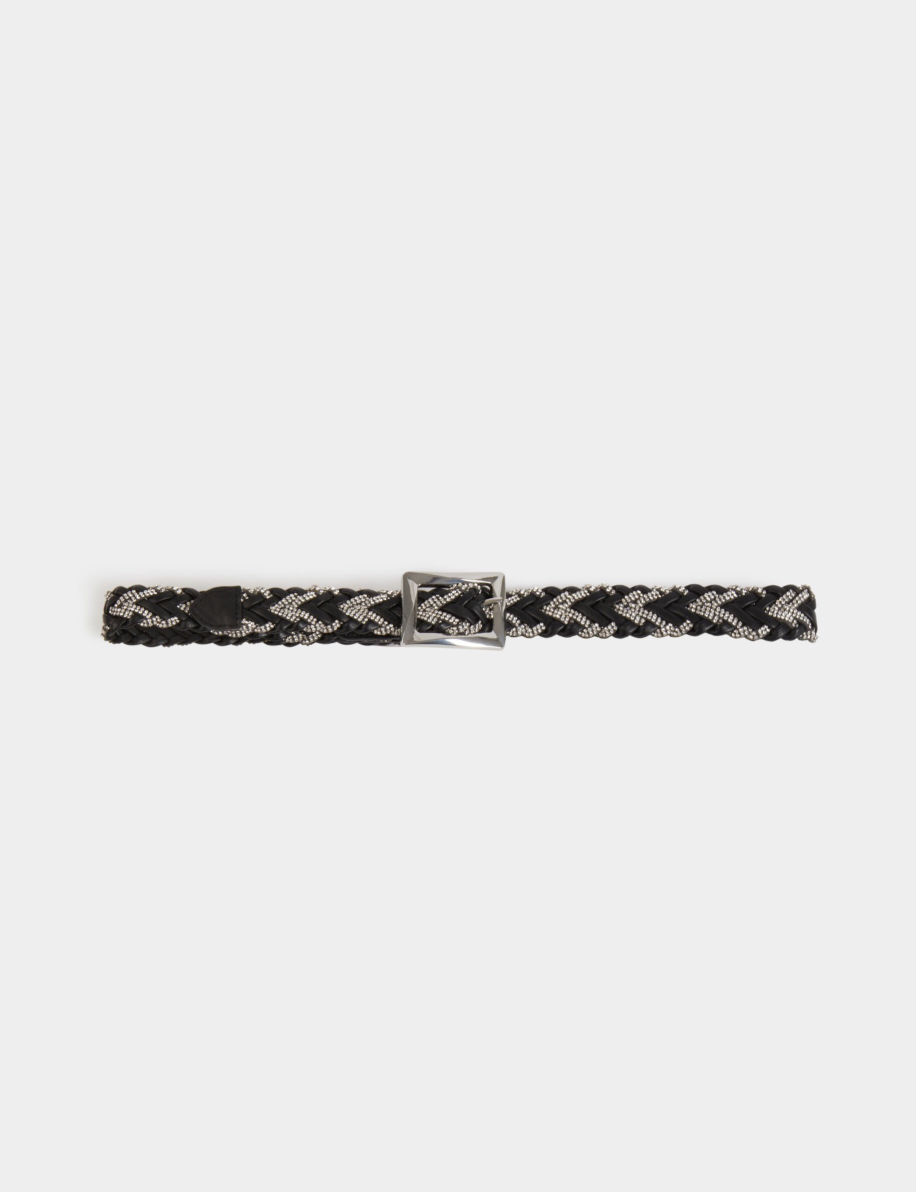 Ceinture fine tressée noir femme - Morgan - Modalova