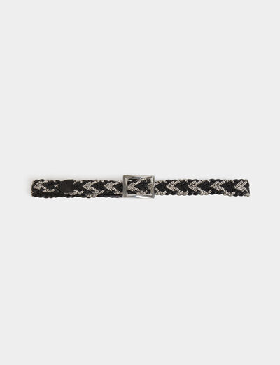 Ceinture fine tressée noir femme