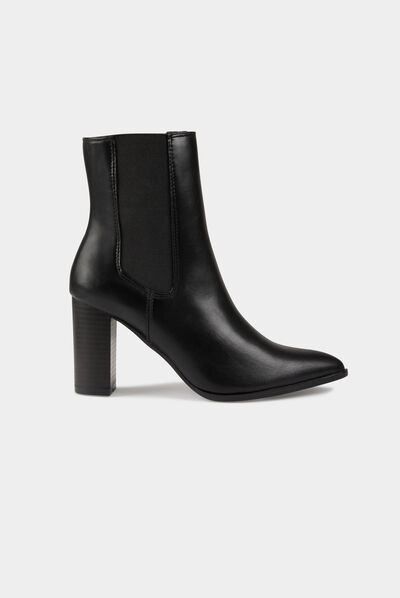 Bottines élastiquées à talons noir femme