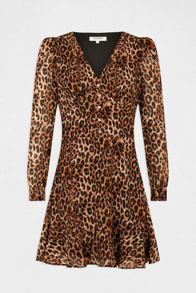 Robe cintrée imprimé léopard multico femme