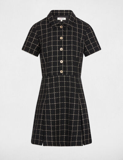 Robe ajust&eacute;e &agrave; plis noir femme
