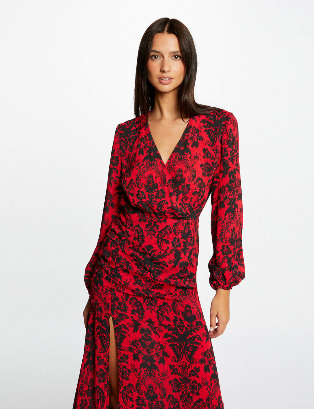 Robe longue cintr&eacute;e imprim&eacute; cachemire multico femme