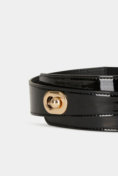 Ceinture élastiquée asymétrique noir femme
