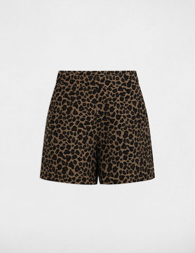 Short droit imprimé léopard multicolore femme