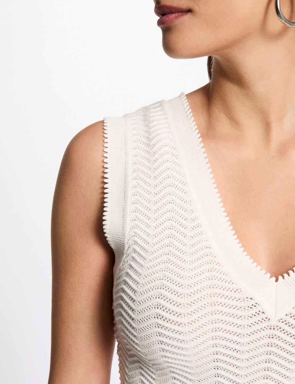Débardeur maille sans manches blanc femme