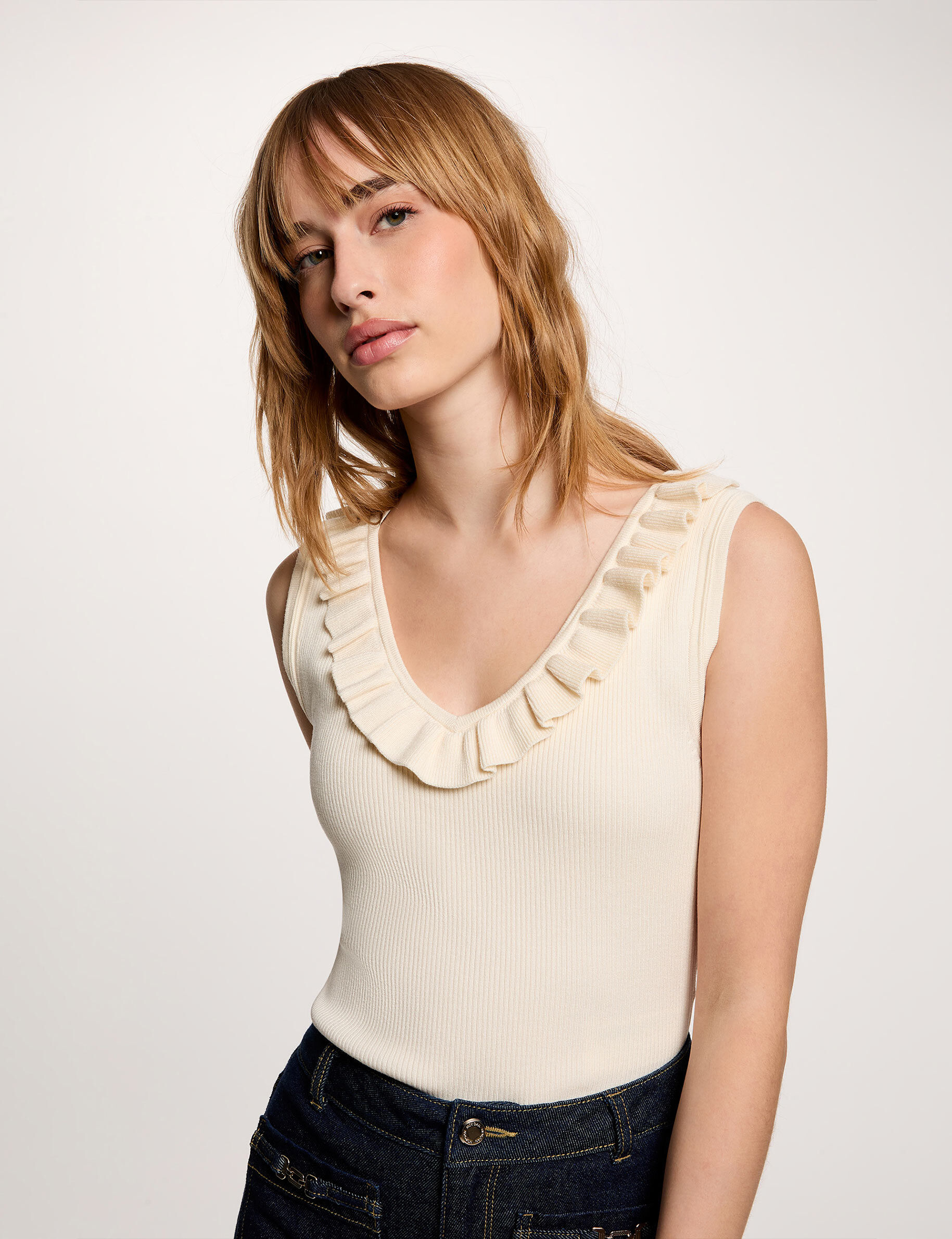Debardeur ajusté col v femme - vue 1