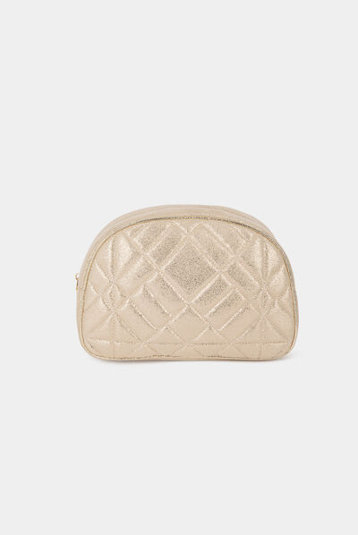 Trousse de maquillage matelassée dore femme