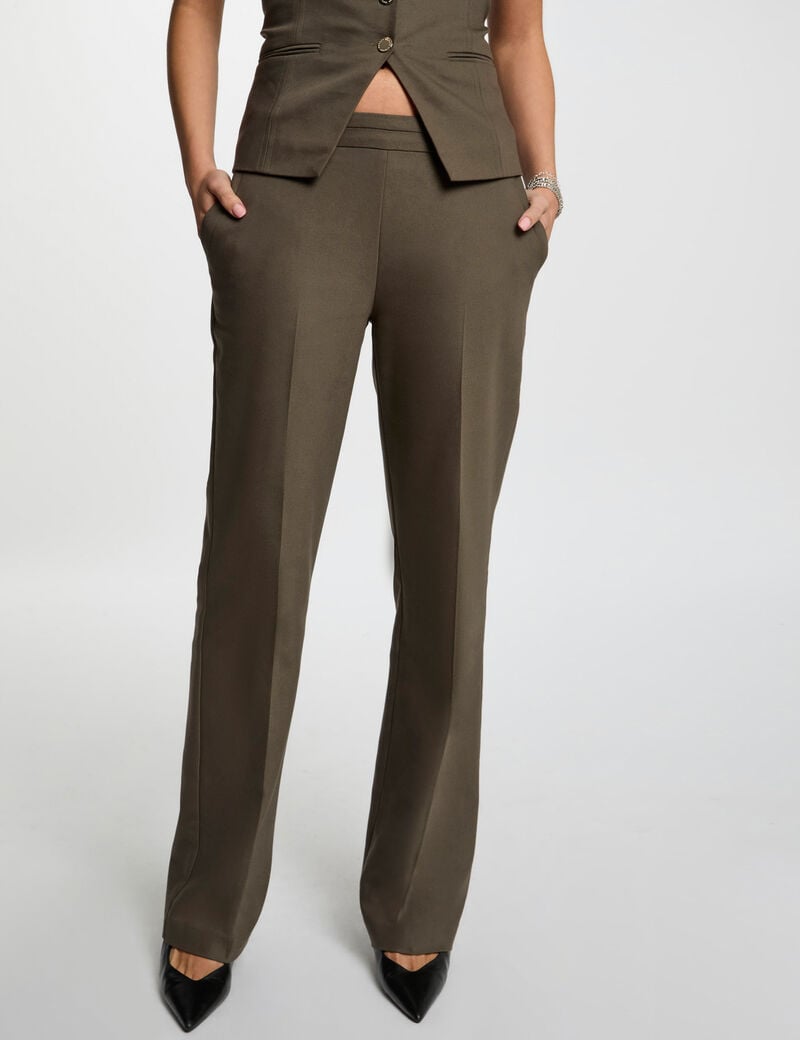 pantalon cigarette a pinces vert kaki femme Pantalon cigarette à pinces vert kaki femme
