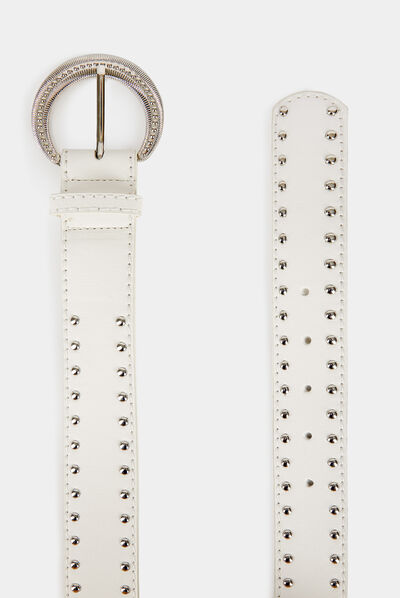 Ceinture avec clous blanc femme