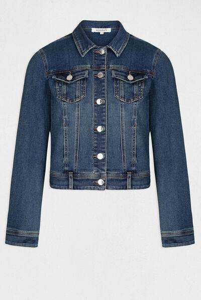 Veste droite boutonnée en jean jean stone femme