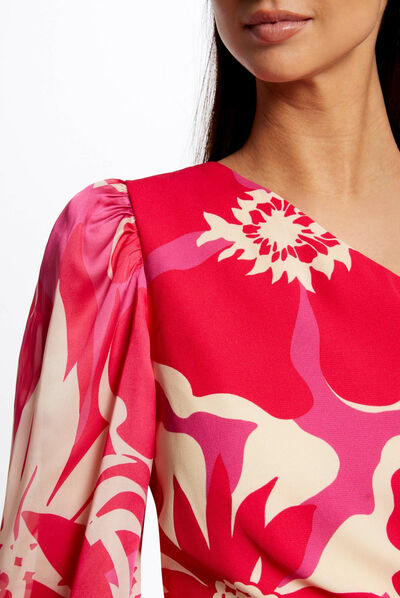 Robe ajustée asymétrique imprimé floral multico femme