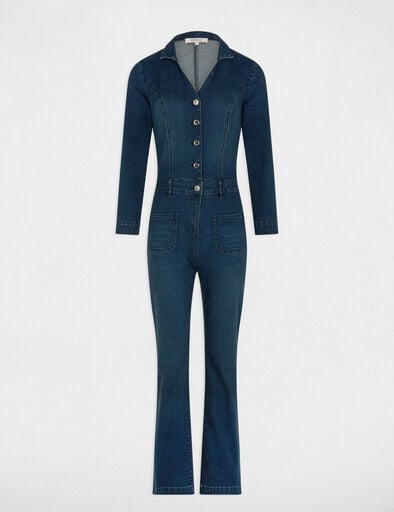 combinaison longue large jean denim brut femme Combinaison longue large jean denim brut femme
