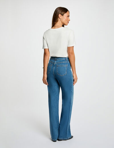 Jean large taille haute denim stone femme