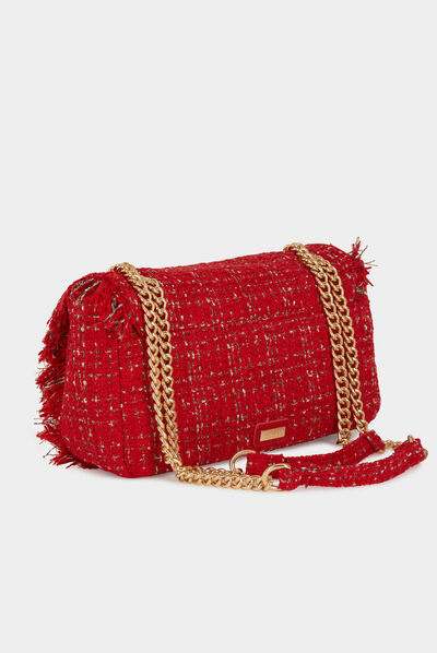Sac pochette avec franges rouge femme