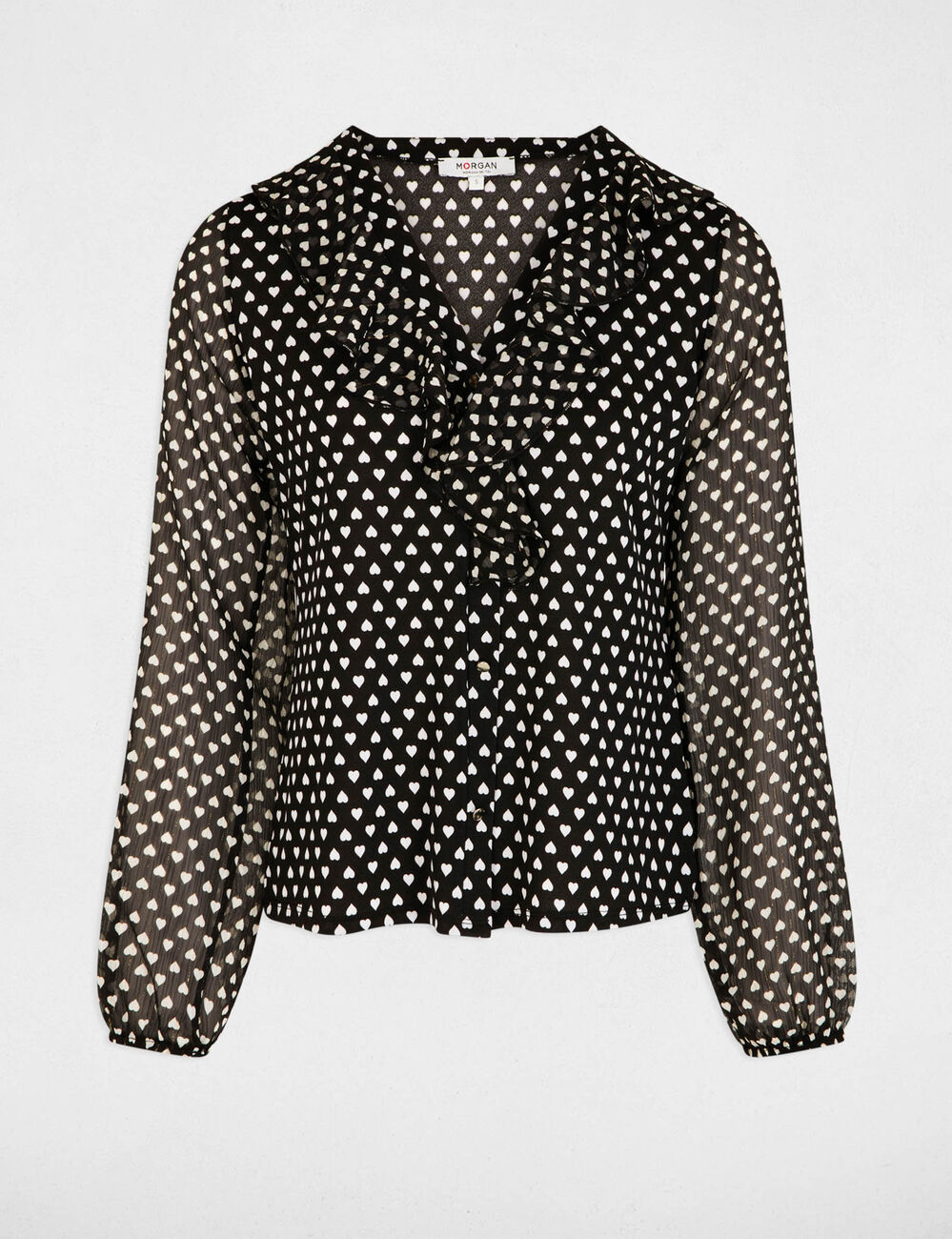 Chemise voile col v noir femme