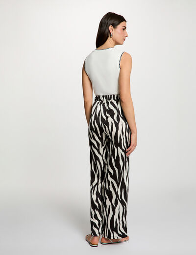 Pantalon fluide imprim&eacute; multicolore femme
