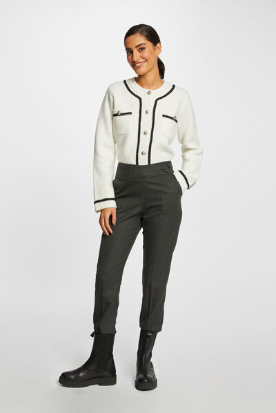 Pantalon city droit avec ornement gris moyen femme