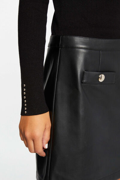 Robe pull ajustée effet 2-en-1 noir femme