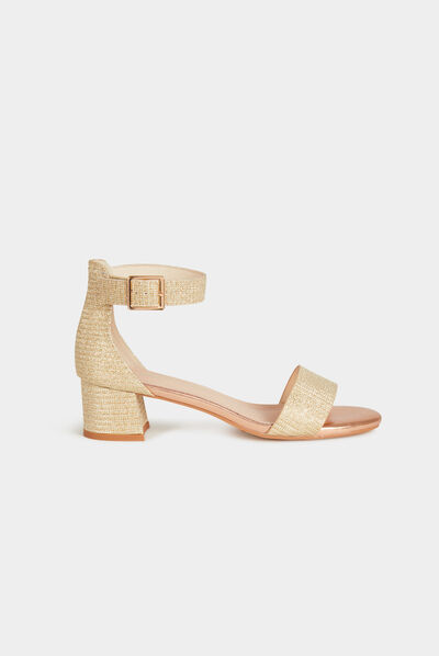 Sandales à talons aspect métallisé dore femme