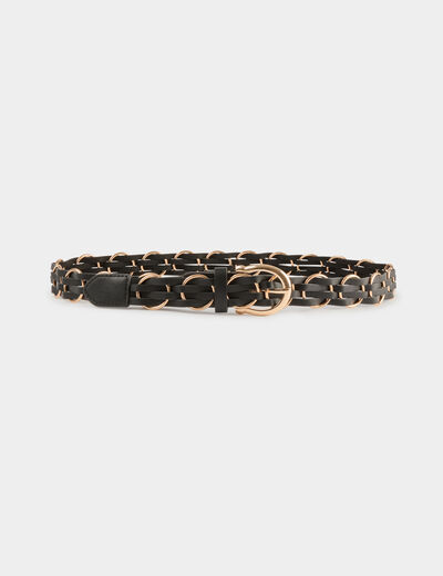 Ceinture fine similicuir noir femme
