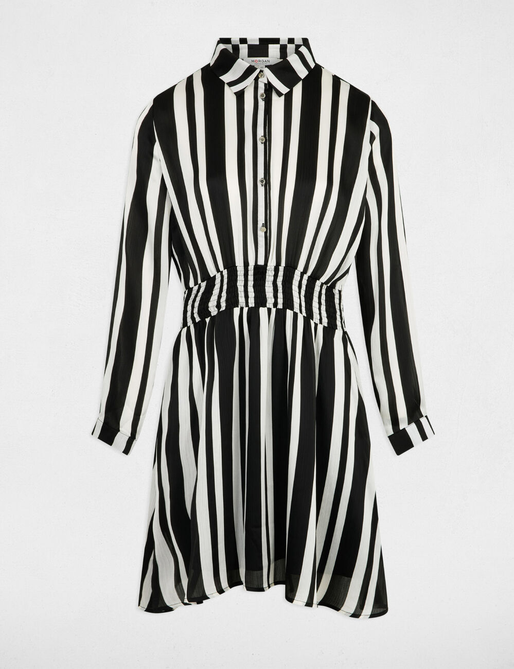 Robe droite ray&eacute;e asym&eacute;trique multicolore femme