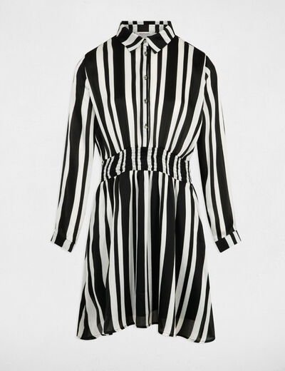Robe droite ray&eacute;e asym&eacute;trique multicolore femme