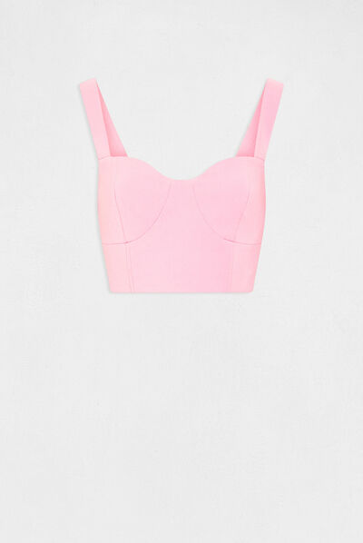 Bustier bretelles larges rose clair femme