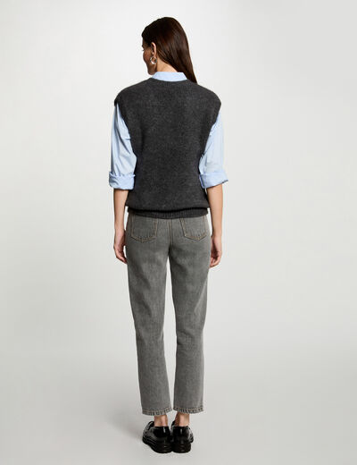 Pull sans manches gris foncé femme