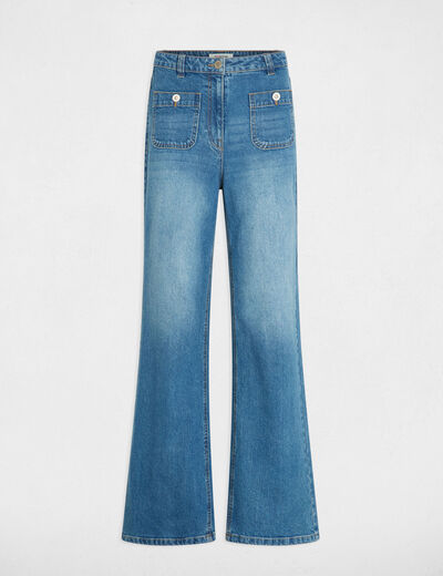 Jean large taille haute denim stone femme