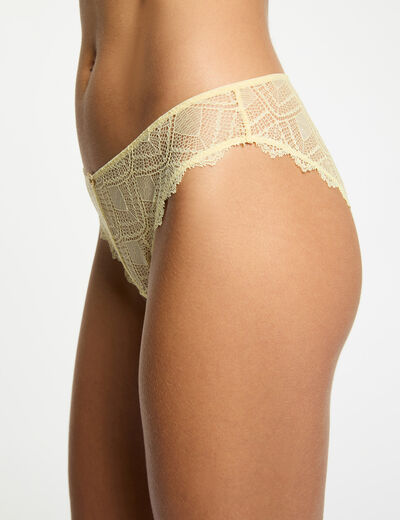 Slip dentelle jaune femme