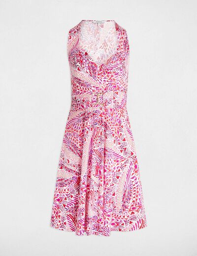 Robe courte cintrée imprimée multicolore femme