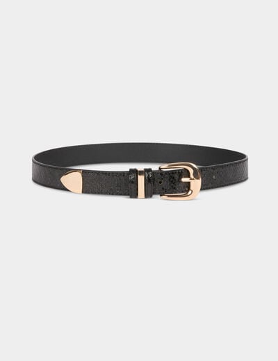 Ceinture effet animalier noir femme