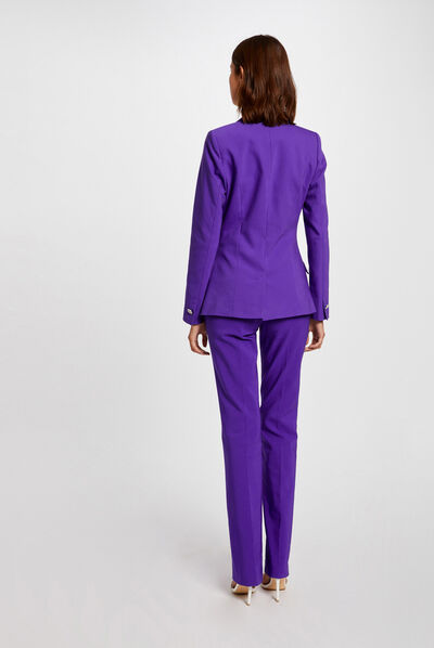 Veste tailleur cintrée boutonnée violet femme
