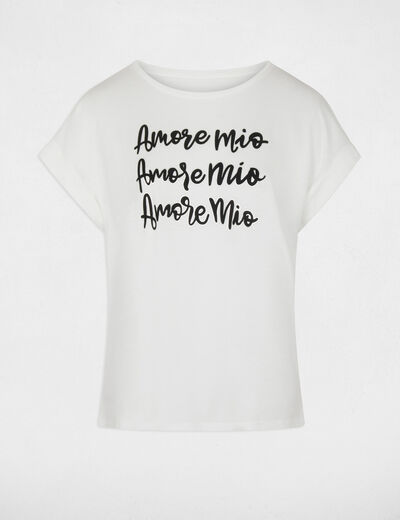 T-shirt col rond blanc femme