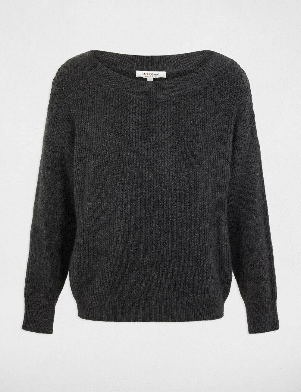 Pull col rond gris anthracite femme