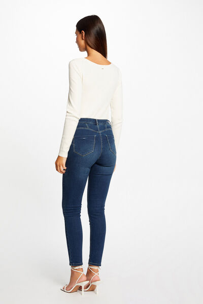 Pull manches longues avec ouvertures ivoire femme