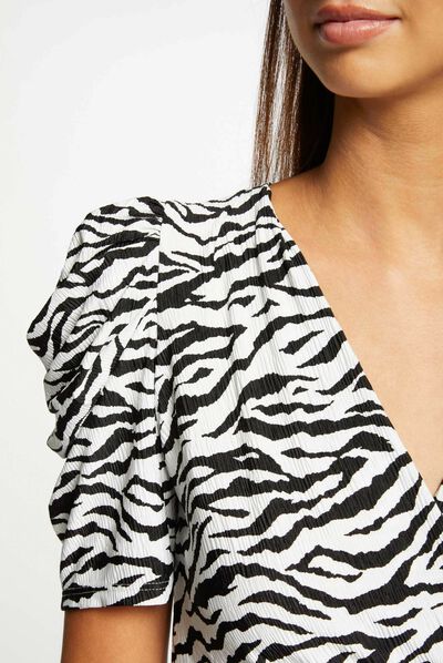 T-shirt manches courtes imprimé zèbre multico femme