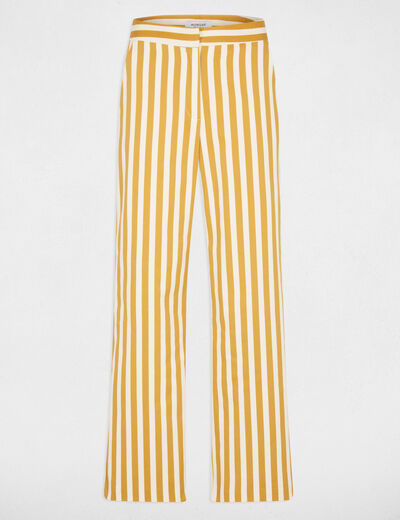 Pantalon taille haute large multicolore femme