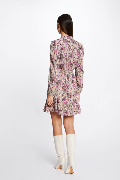 Robe droite fluide imprimé cachemire multico femme