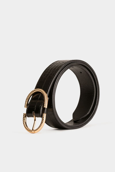 Ceinture aspect croco noir femme