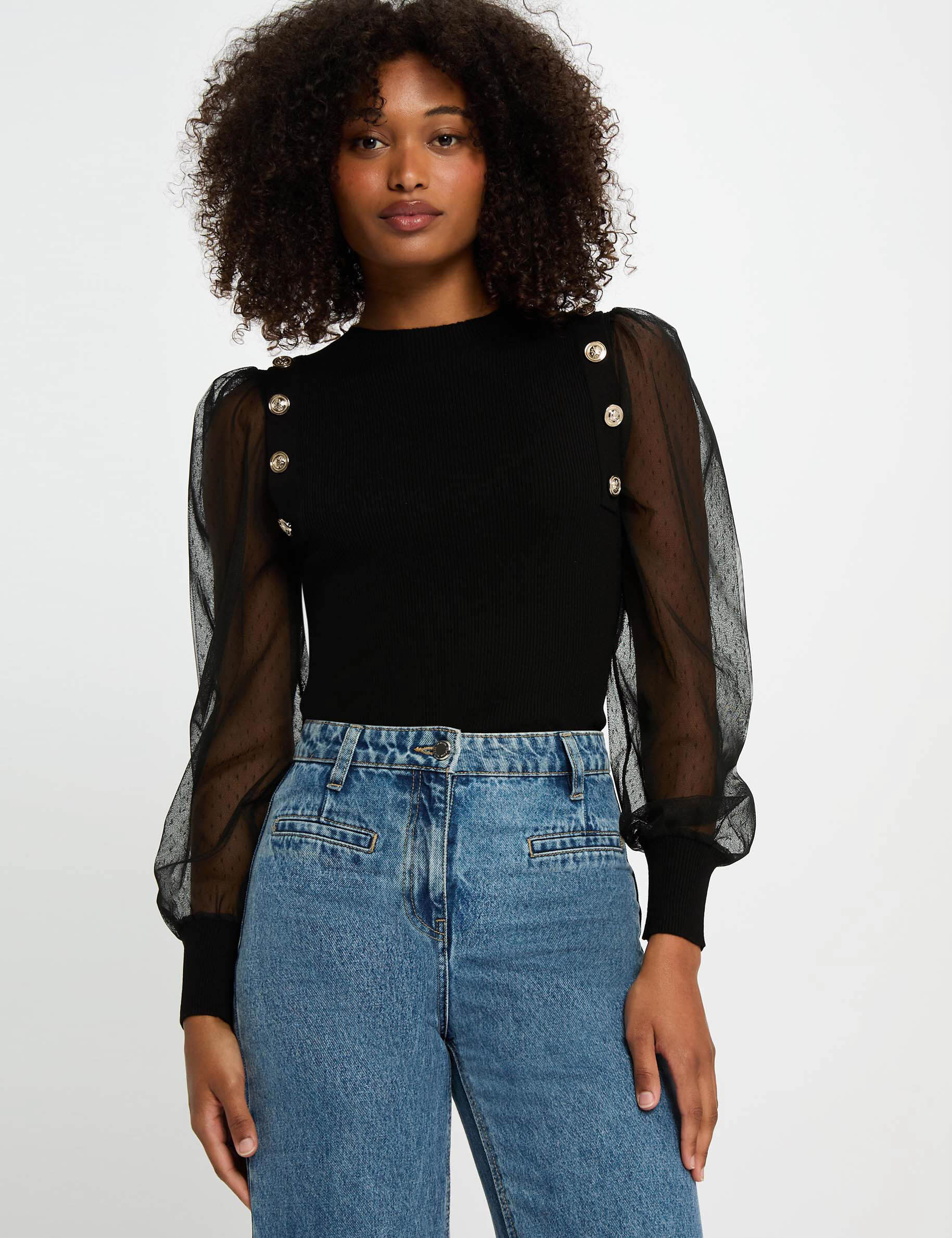 Pull col montant noir femme - Morgan - Modalova