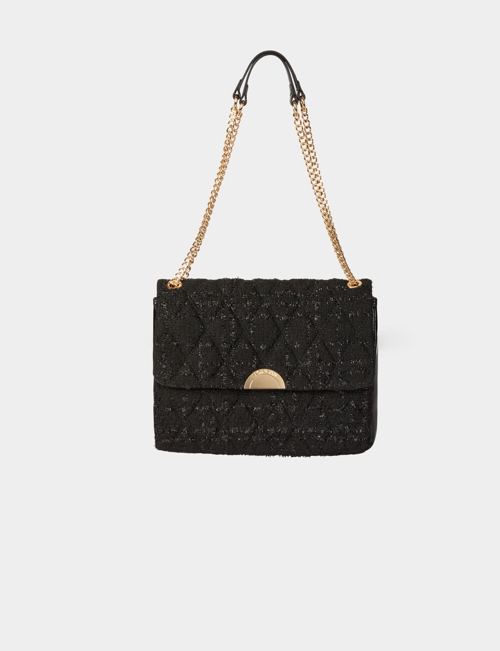 Sac tweed m&eacute;tallis&eacute; noir femme
