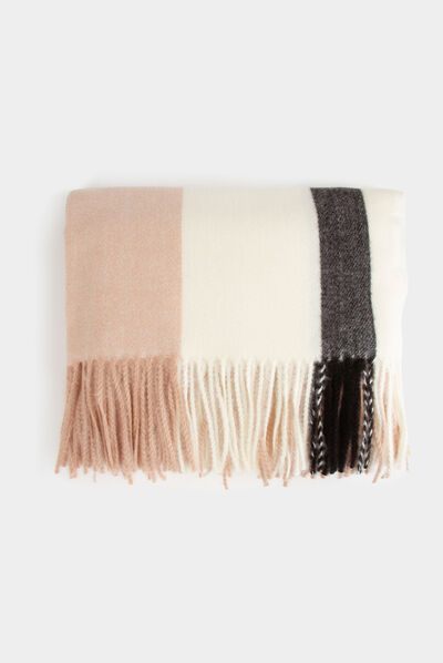 Écharpe à carreaux rose pale femme