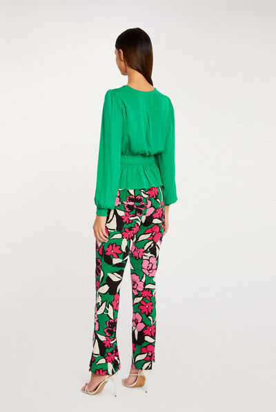 Top cache-coeur manches longues vert moyen femme
